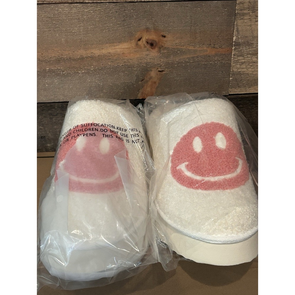 NIB MIA Icicle Cream And Pink Watermelon Smiley Face Slippers Size 10